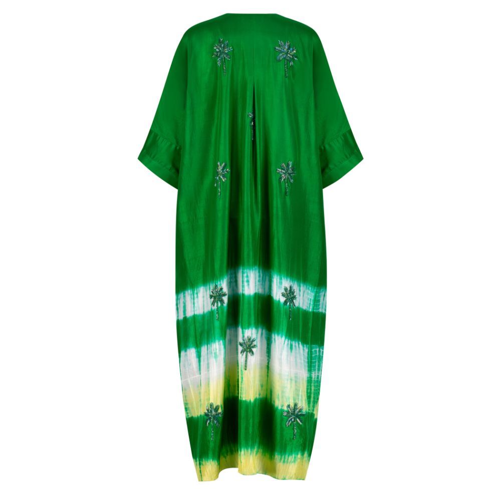 Forest Green and Yellow Tie Dye Kaftan