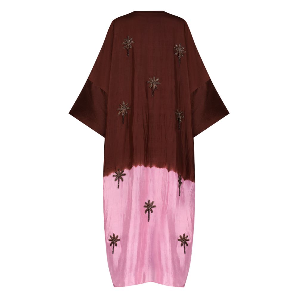 Brown and pink ombré with tassel palm tree