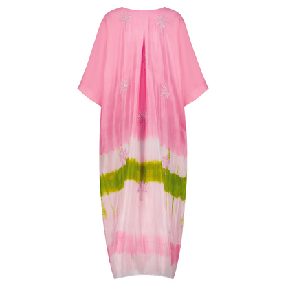 Pink, White & Green Tie Dye Kaftan