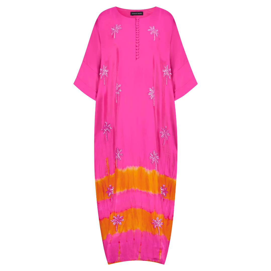 Pink and Orange Tie Dye Kaftan