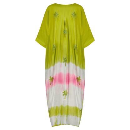 Green and Pink Tie Dye Kaftan