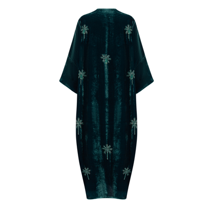Teal Blue Velvet Abaya