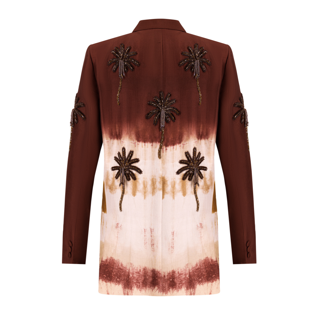 Brown Tie Dye Blazer Palm with Tassel Palm Trees