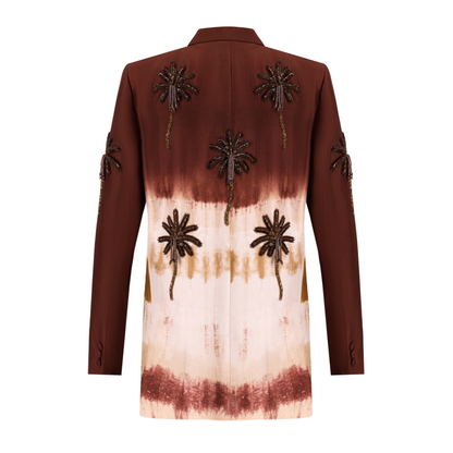 Brown Tie Dye Blazer Palm with Tassel Palm Trees