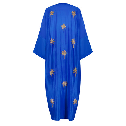 Royal Blue with Gold Palm Trees