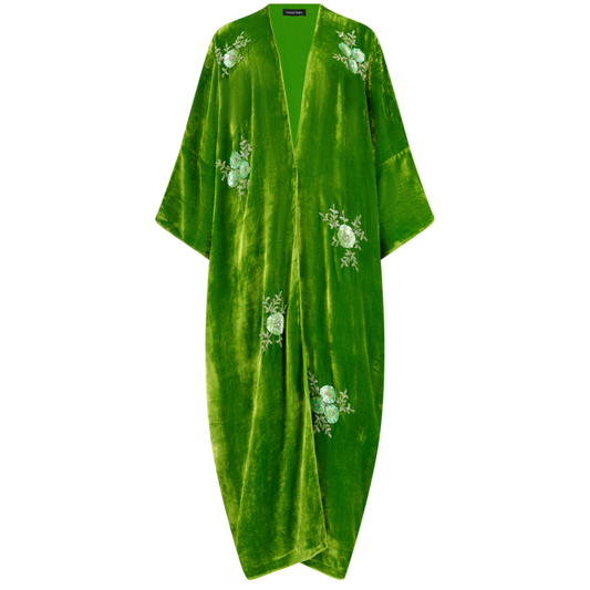 Lime Green Floral Velvet