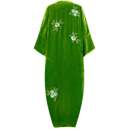 Lime Green Floral Velvet
