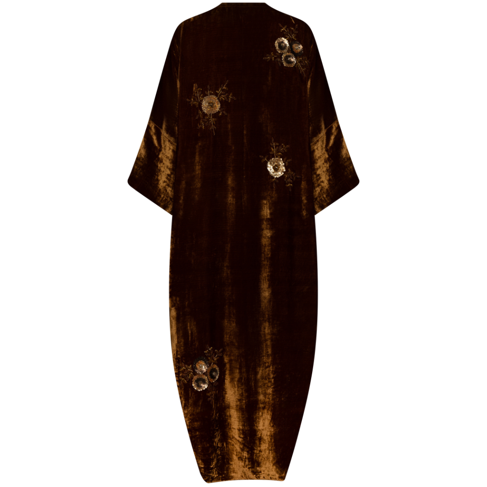 Golden Brown Floral Velvet