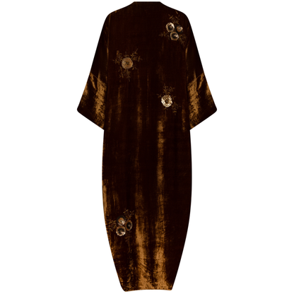 Golden Brown Floral Velvet