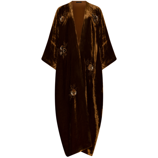 Golden Brown Floral Velvet