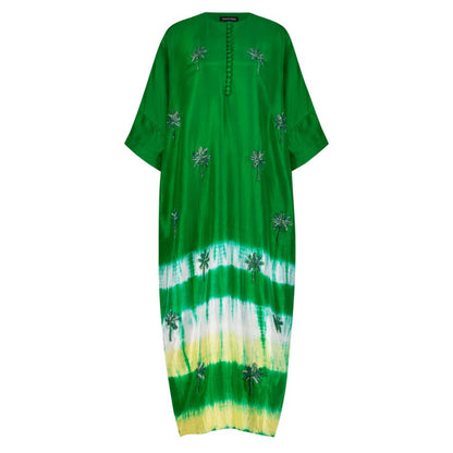 Forest Green and Yellow Tie Dye Kaftan