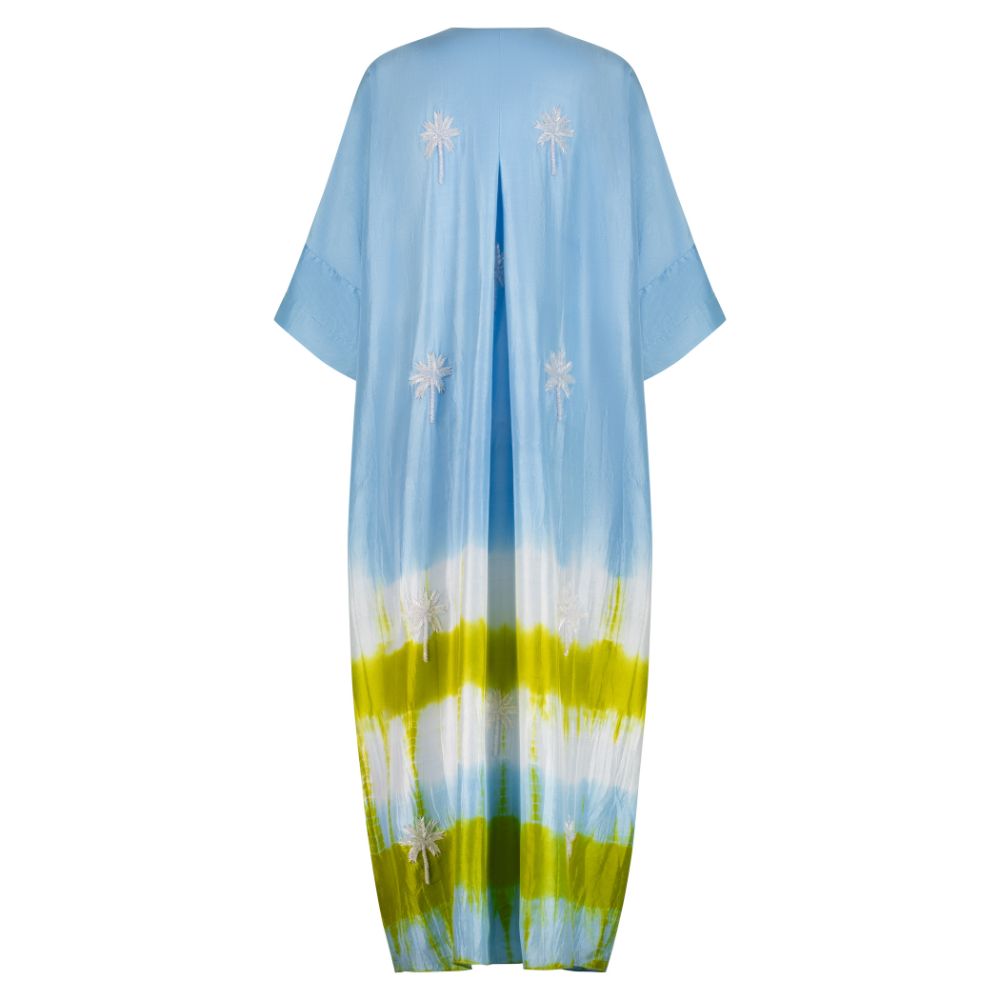 Sky Blue and Yellow Tie Dye Kaftan