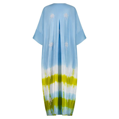 Sky Blue and Yellow Tie Dye Kaftan