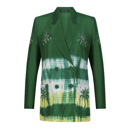 Forest Green with White and Yellow Tie Dye Blazer