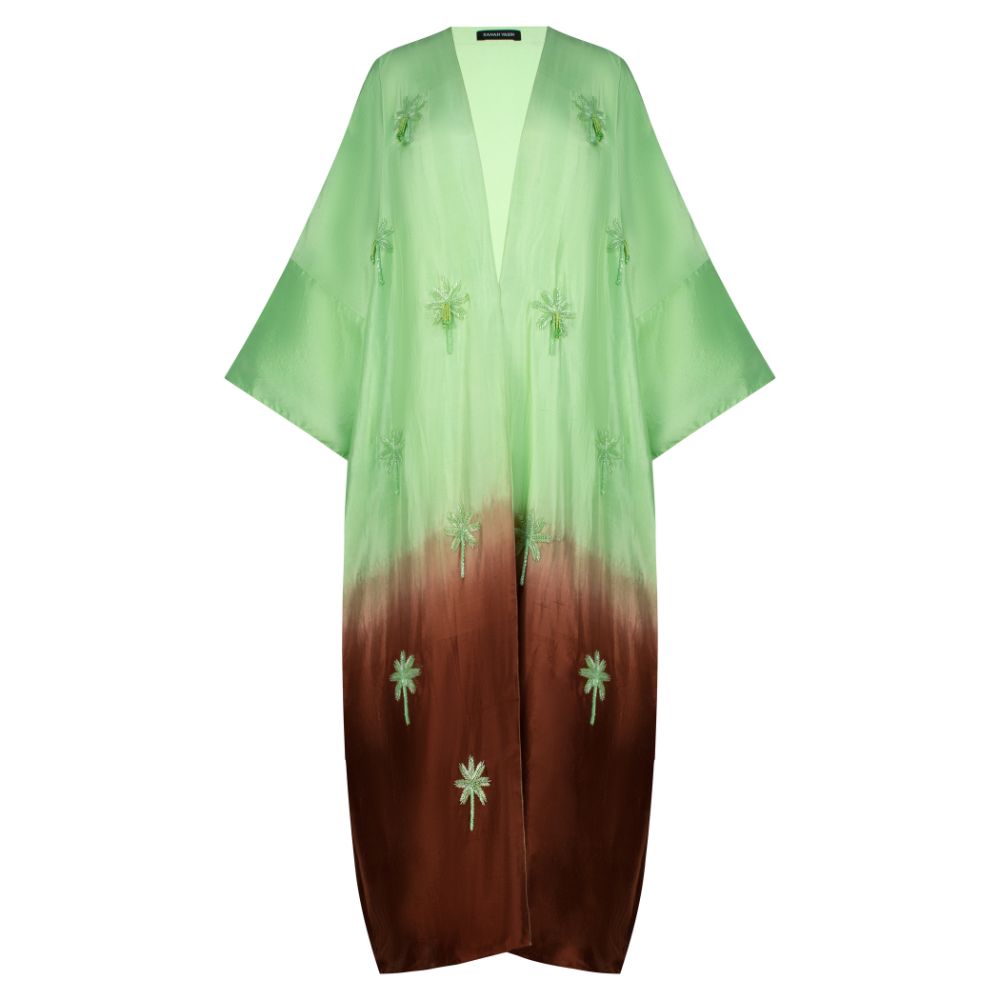 Mint Green and Brown Ombré  Palm Trees with Tassels