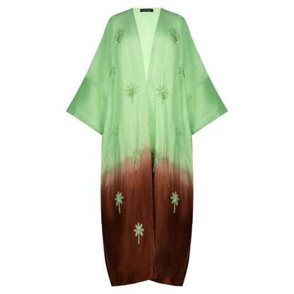 Mint Green and Brown Ombré  Palm Trees with Tassels