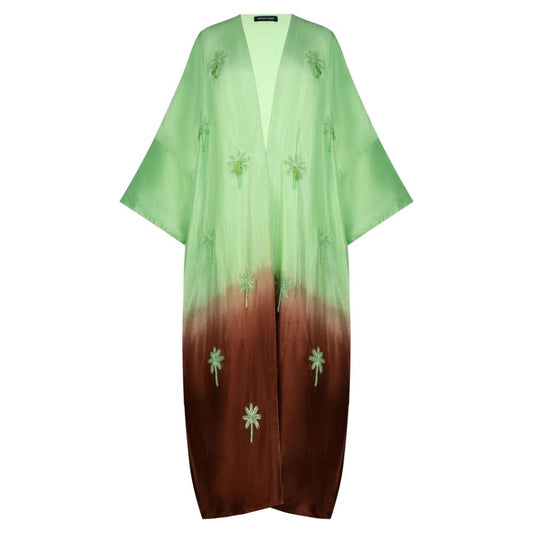 Mint Green and Brown Ombré  Palm Trees with Tassels