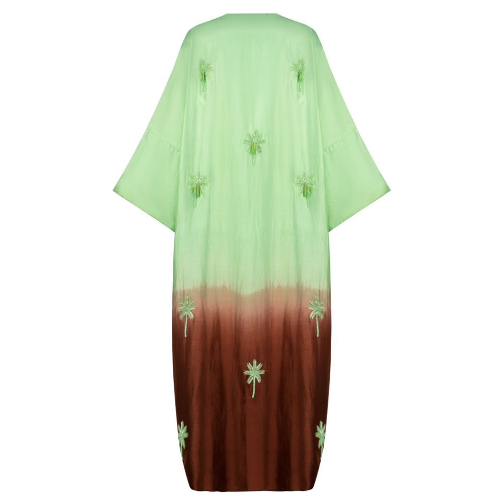 Mint Green and Brown Ombré  Palm Trees with Tassels