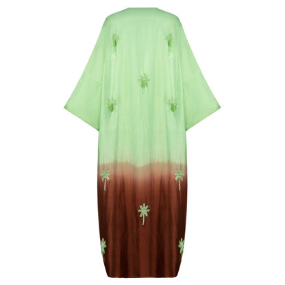 Mint Green and Brown Ombré  Palm Trees with Tassels